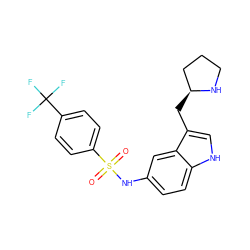 O=S(=O)(Nc1ccc2[nH]cc(C[C@H]3CCCN3)c2c1)c1ccc(C(F)(F)F)cc1 ZINC000045366872