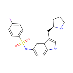 O=S(=O)(Nc1ccc2[nH]cc(C[C@H]3CCCN3)c2c1)c1ccc(I)cc1 ZINC000013607635