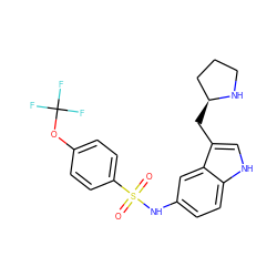 O=S(=O)(Nc1ccc2[nH]cc(C[C@H]3CCCN3)c2c1)c1ccc(OC(F)(F)F)cc1 ZINC000013607642