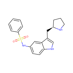 O=S(=O)(Nc1ccc2[nH]cc(C[C@H]3CCCN3)c2c1)c1ccccc1 ZINC000013607614