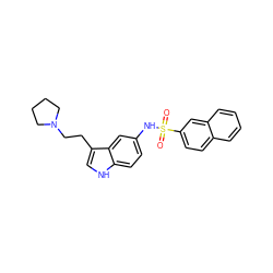 O=S(=O)(Nc1ccc2[nH]cc(CCN3CCCC3)c2c1)c1ccc2ccccc2c1 ZINC000013611755