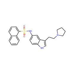 O=S(=O)(Nc1ccc2[nH]cc(CCN3CCCC3)c2c1)c1cccc2ccccc12 ZINC000013611752