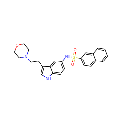 O=S(=O)(Nc1ccc2[nH]cc(CCN3CCOCC3)c2c1)c1ccc2ccccc2c1 ZINC000013611763