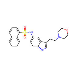 O=S(=O)(Nc1ccc2[nH]cc(CCN3CCOCC3)c2c1)c1cccc2ccccc12 ZINC000013611760