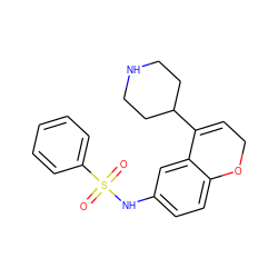 O=S(=O)(Nc1ccc2c(c1)C(C1CCNCC1)=CCO2)c1ccccc1 ZINC000038318544