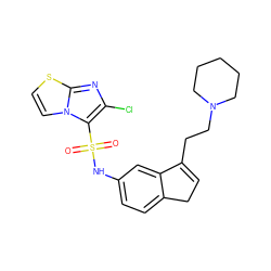 O=S(=O)(Nc1ccc2c(c1)C(CCN1CCCCC1)=CC2)c1c(Cl)nc2sccn12 ZINC000040403552