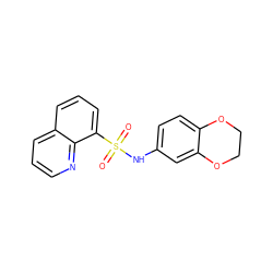 O=S(=O)(Nc1ccc2c(c1)OCCO2)c1cccc2cccnc12 ZINC000002465245