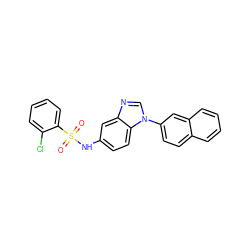 O=S(=O)(Nc1ccc2c(c1)ncn2-c1ccc2ccccc2c1)c1ccccc1Cl ZINC000040846401