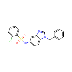 O=S(=O)(Nc1ccc2c(c1)ncn2Cc1ccccc1)c1ccccc1Cl ZINC000040379700