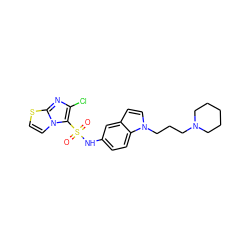 O=S(=O)(Nc1ccc2c(ccn2CCCN2CCCCC2)c1)c1c(Cl)nc2sccn12 ZINC000013611688