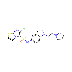 O=S(=O)(Nc1ccc2c(ccn2CCN2CCCC2)c1)c1c(Cl)nc2sccn12 ZINC000013611685