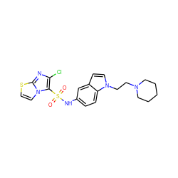 O=S(=O)(Nc1ccc2c(ccn2CCN2CCCCC2)c1)c1c(Cl)nc2sccn12 ZINC000013611687