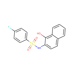 O=S(=O)(Nc1ccc2ccccc2c1O)c1ccc(F)cc1 ZINC000063540293