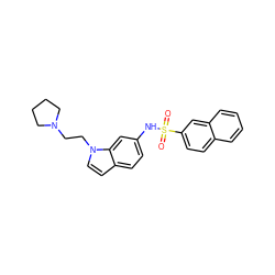 O=S(=O)(Nc1ccc2ccn(CCN3CCCC3)c2c1)c1ccc2ccccc2c1 ZINC000013611710