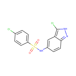 O=S(=O)(Nc1ccc2n[nH]c(Cl)c2c1)c1ccc(Cl)cc1 ZINC000000160011