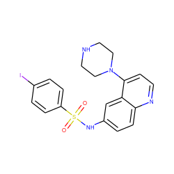 O=S(=O)(Nc1ccc2nccc(N3CCNCC3)c2c1)c1ccc(I)cc1 ZINC000003940347