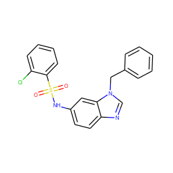 O=S(=O)(Nc1ccc2ncn(Cc3ccccc3)c2c1)c1ccccc1Cl ZINC000040860417