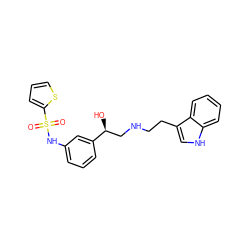 O=S(=O)(Nc1cccc([C@@H](O)CNCCc2c[nH]c3ccccc23)c1)c1cccs1 ZINC000028459250