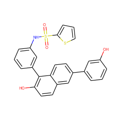 O=S(=O)(Nc1cccc(-c2c(O)ccc3cc(-c4cccc(O)c4)ccc23)c1)c1cccs1 ZINC000084712369