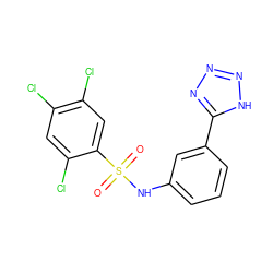 O=S(=O)(Nc1cccc(-c2nnn[nH]2)c1)c1cc(Cl)c(Cl)cc1Cl ZINC000039973403