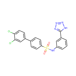 O=S(=O)(Nc1cccc(-c2nnn[nH]2)c1)c1ccc(-c2ccc(Cl)c(Cl)c2)cc1 ZINC000114604454