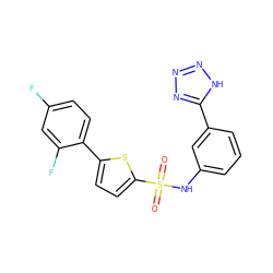 O=S(=O)(Nc1cccc(-c2nnn[nH]2)c1)c1ccc(-c2ccc(F)cc2F)s1 ZINC000114603745