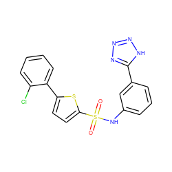 O=S(=O)(Nc1cccc(-c2nnn[nH]2)c1)c1ccc(-c2ccccc2Cl)s1 ZINC000114604427