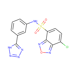 O=S(=O)(Nc1cccc(-c2nnn[nH]2)c1)c1ccc(Cl)c2nonc12 ZINC000114628179