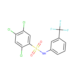 O=S(=O)(Nc1cccc(C(F)(F)F)c1)c1cc(Cl)c(Cl)cc1Cl ZINC000001738108