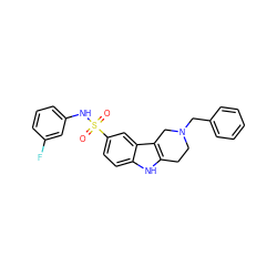 O=S(=O)(Nc1cccc(F)c1)c1ccc2[nH]c3c(c2c1)CN(Cc1ccccc1)CC3 ZINC000049089136