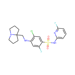 O=S(=O)(Nc1cccc(F)n1)c1cc(Cl)c(NCC23CCCN2CCC3)cc1F ZINC001772605422