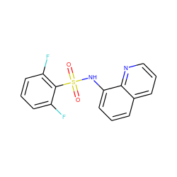 O=S(=O)(Nc1cccc2cccnc12)c1c(F)cccc1F ZINC000007709466