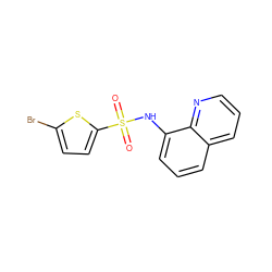 O=S(=O)(Nc1cccc2cccnc12)c1ccc(Br)s1 ZINC000002888883