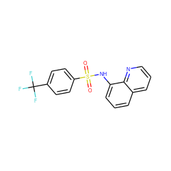 O=S(=O)(Nc1cccc2cccnc12)c1ccc(C(F)(F)F)cc1 ZINC000007709485