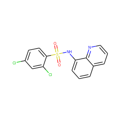 O=S(=O)(Nc1cccc2cccnc12)c1ccc(Cl)cc1Cl ZINC000107218504