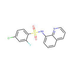 O=S(=O)(Nc1cccc2cccnc12)c1ccc(Cl)cc1F ZINC000007709469