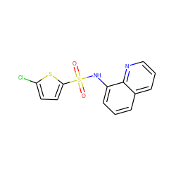 O=S(=O)(Nc1cccc2cccnc12)c1ccc(Cl)s1 ZINC000006858682