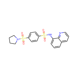 O=S(=O)(Nc1cccc2cccnc12)c1ccc(S(=O)(=O)N2CCCC2)cc1 ZINC000001351223