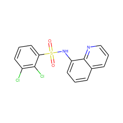 O=S(=O)(Nc1cccc2cccnc12)c1cccc(Cl)c1Cl ZINC000007709457