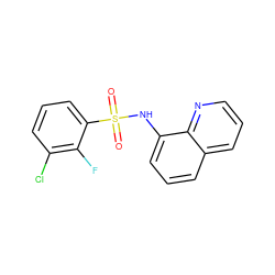 O=S(=O)(Nc1cccc2cccnc12)c1cccc(Cl)c1F ZINC000055574844
