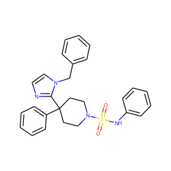 O=S(=O)(Nc1ccccc1)N1CCC(c2ccccc2)(c2nccn2Cc2ccccc2)CC1 ZINC000003815919