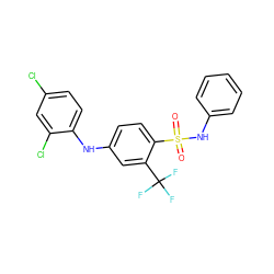 O=S(=O)(Nc1ccccc1)c1ccc(Nc2ccc(Cl)cc2Cl)cc1C(F)(F)F ZINC000144775184