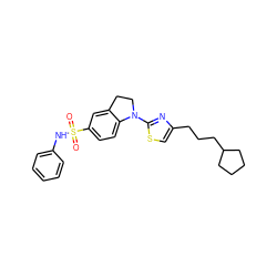 O=S(=O)(Nc1ccccc1)c1ccc2c(c1)CCN2c1nc(CCCC2CCCC2)cs1 ZINC000029549277