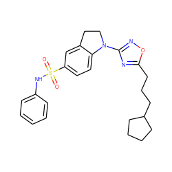 O=S(=O)(Nc1ccccc1)c1ccc2c(c1)CCN2c1noc(CCCC2CCCC2)n1 ZINC000029487469