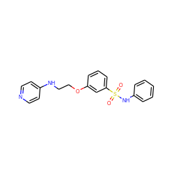 O=S(=O)(Nc1ccccc1)c1cccc(OCCNc2ccncc2)c1 ZINC000013494029