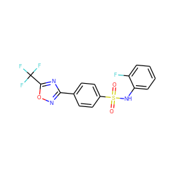 O=S(=O)(Nc1ccccc1F)c1ccc(-c2noc(C(F)(F)F)n2)cc1 ZINC000142881884