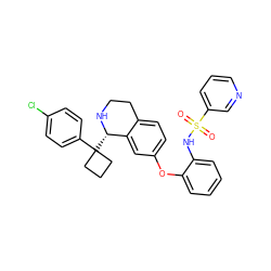 O=S(=O)(Nc1ccccc1Oc1ccc2c(c1)[C@H](C1(c3ccc(Cl)cc3)CCC1)NCC2)c1cccnc1 ZINC000114983391