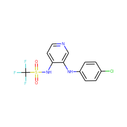 O=S(=O)(Nc1ccncc1Nc1ccc(Cl)cc1)C(F)(F)F ZINC000049017979