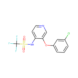 O=S(=O)(Nc1ccncc1Oc1cccc(Cl)c1)C(F)(F)F ZINC000013586684