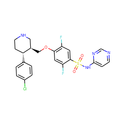 O=S(=O)(Nc1ccncn1)c1cc(F)c(OC[C@@H]2CNCC[C@H]2c2ccc(Cl)cc2)cc1F ZINC000220602341
